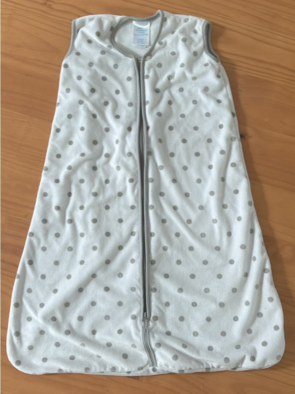 Pottery Barn Kids White Sleep Sack with Gray Polka Dots